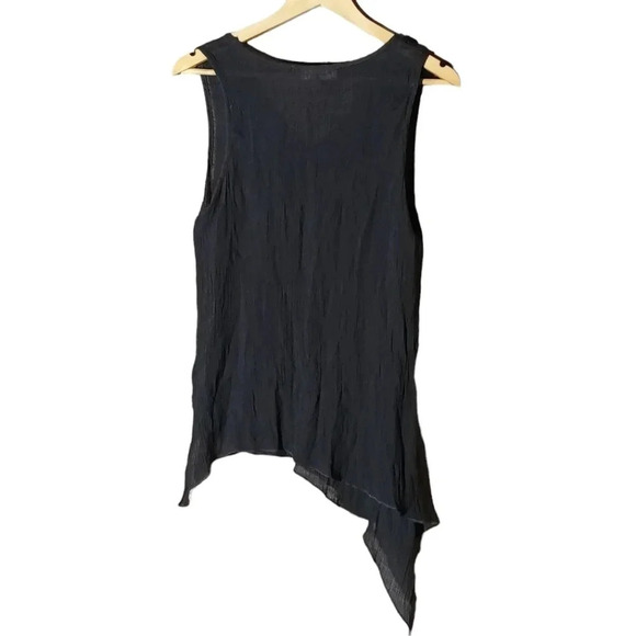 Linen blend Pretty Angel gauzy crinkly handkerchief hem -v-neck gray tank small - Picture 3 of 9